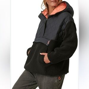 Bass Hooded Quarter Zip Fleece Pullover Black Size M